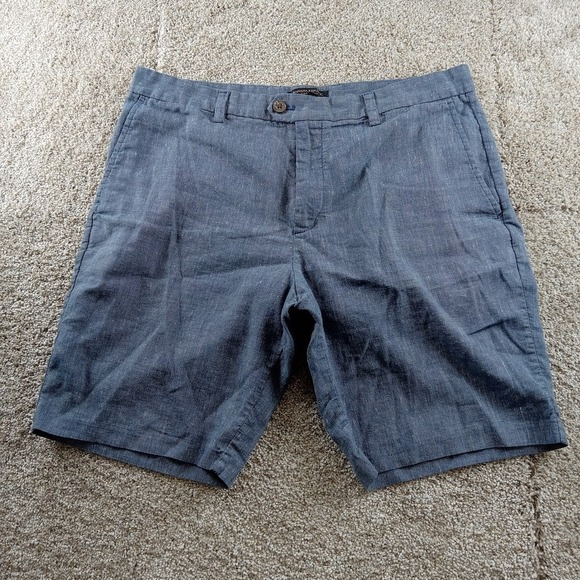 Banana Republic Shorts Mens 35 Blue Worsted Aiden Linen Blend‎ Classic Summer - Picture 1 of 8